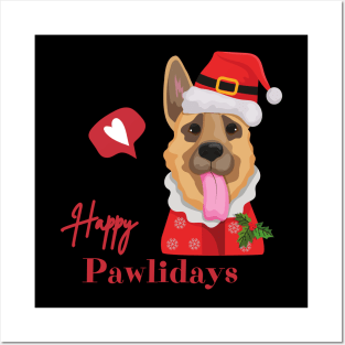 Happy Pawlidays Christmas Dog Posters and Art